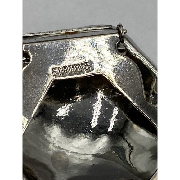 Emmons Silver Tone Textured Hexagon Dress Scarf Clip Vintage Estate - Picture 3 of 7